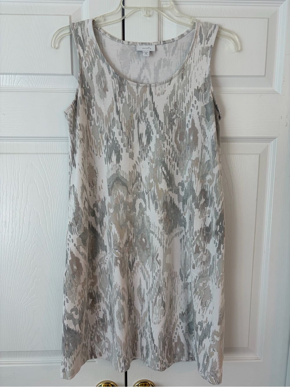 J.Jill Purejill Gray Diamond Print Sleeveless Pocket Tunic Blouse Shirt Size PXS